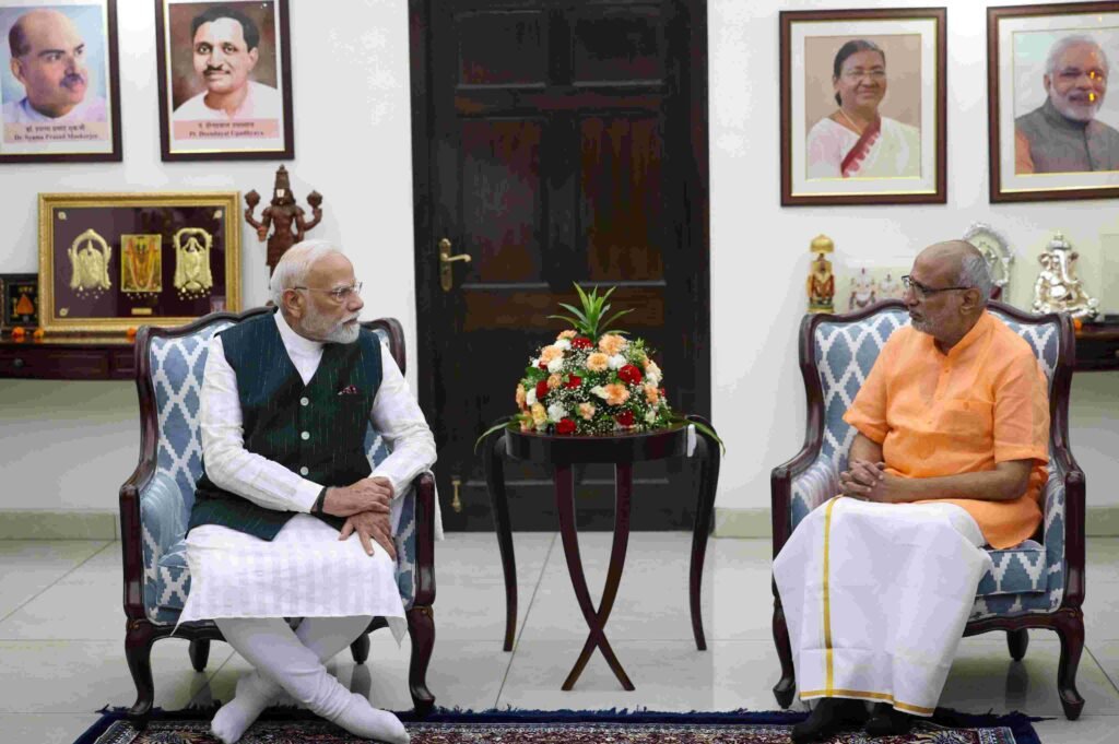 Newly elected Vice President of India C. P. Radhakrishnan with PM Modi on 9 September 2025.